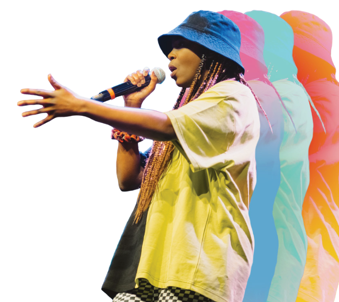 Soulbox performs with a microphone